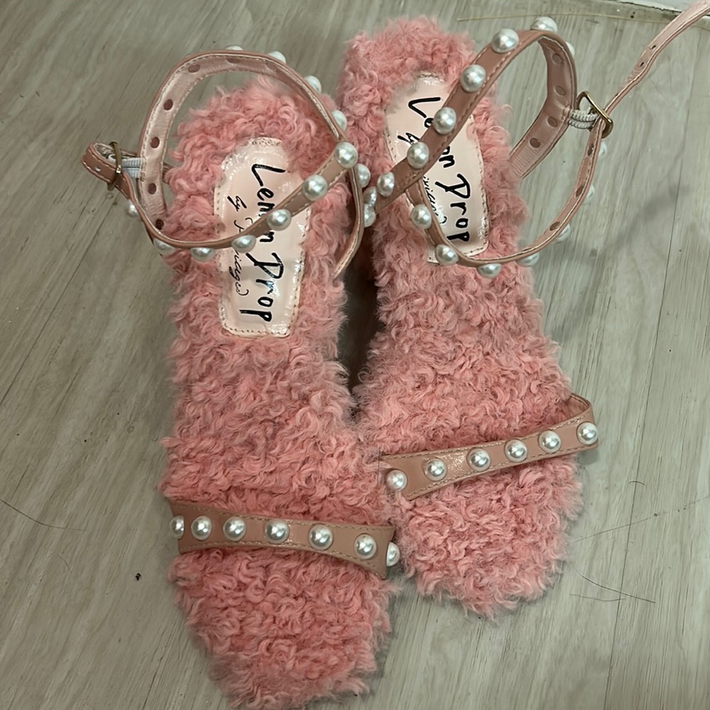 Lemon drop pink fluffy heels